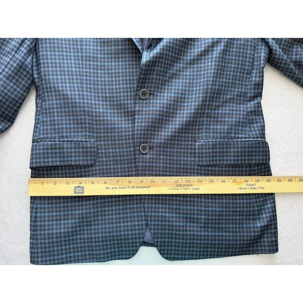Ermenegildo Zegna S. Cohen Sarno Blazer Blue Grey Wool Silk Check 42R Mens